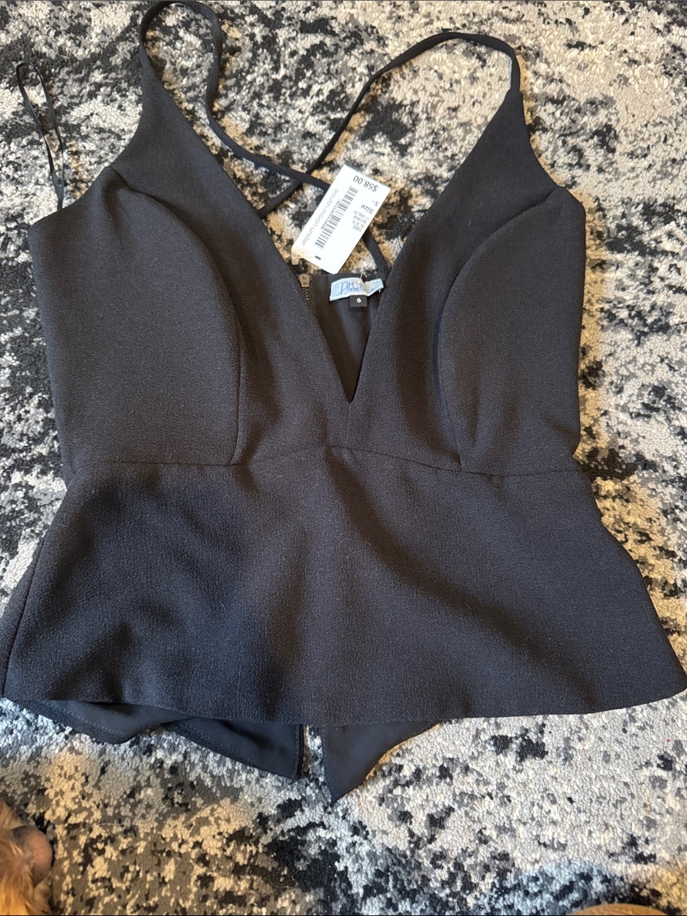 Abbeline Black V-Neck Peplum Camisole